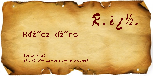 Rácz Örs névjegykártya